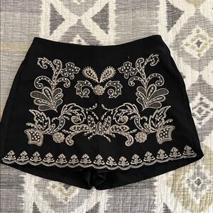 Embroidered Black Women's Skort